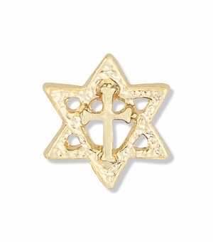 パーツ GOLD STAR 5/8 x 5/8 Inch Gold Star of David and Cross Lapel Pin